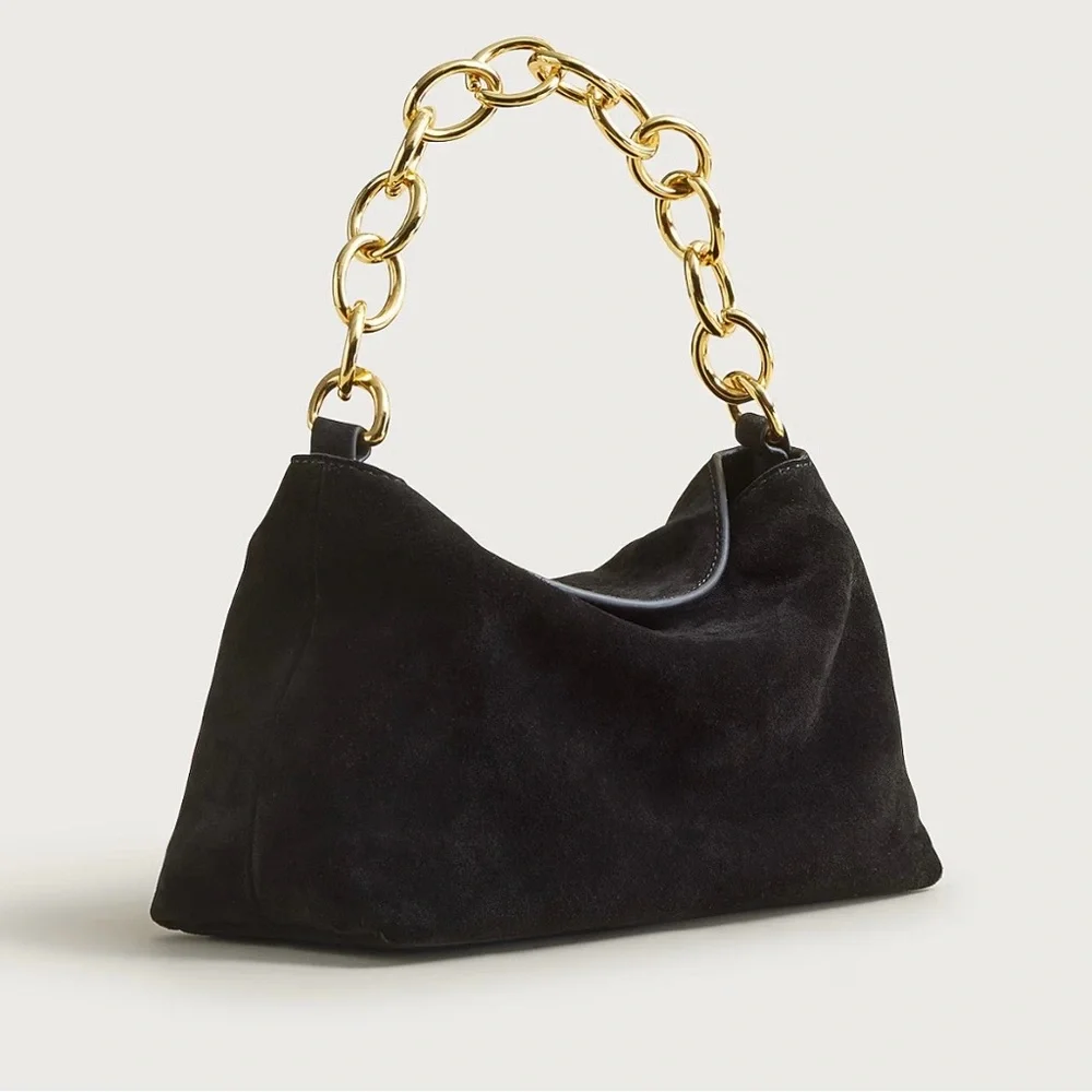J. Crew Berkeley small chainlink shoulder bag in black suede - Picture 2 of 4